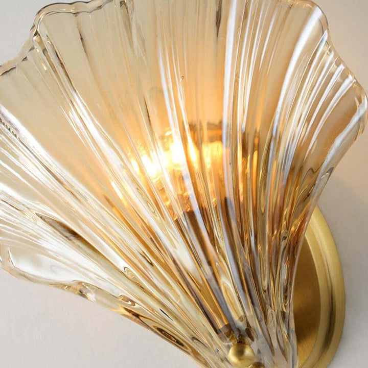 Muschel Wandleuchte aus Messing & Glas