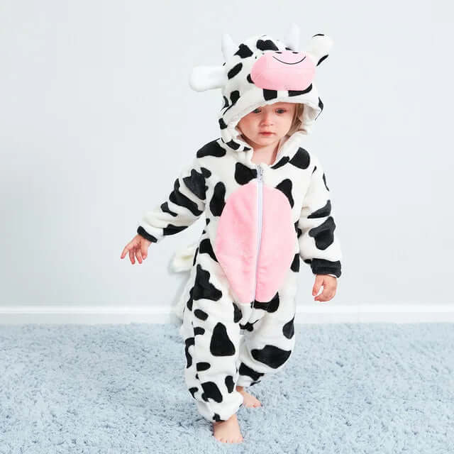 Barboteuse pour bébé avec des animaux mignons - douillette et chaude