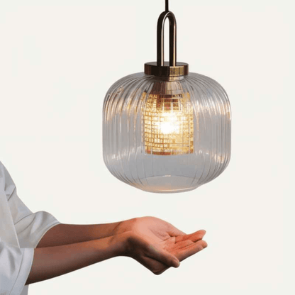 Moderne Pendelleuchte mit Gestreiftem Glasdesign