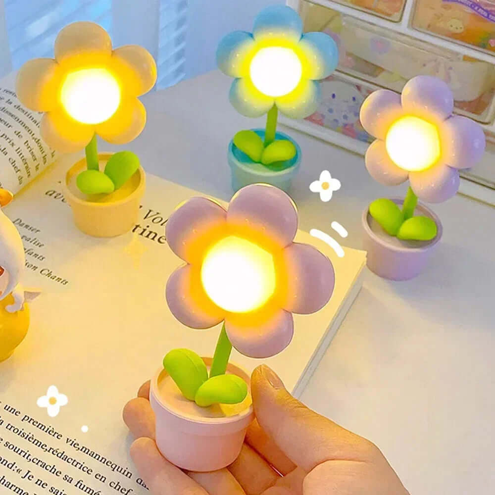 Lampe de table LED à fleurs - Lampe décorative à lumière d'ambiance