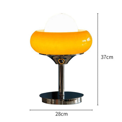 Vintage Bauhaus Glas Gelb Tischlampe
