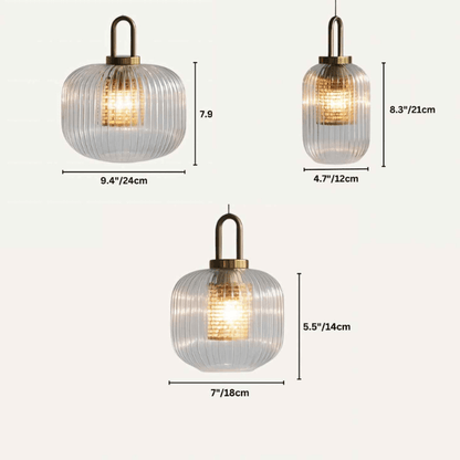 Moderne Pendelleuchte mit Gestreiftem Glasdesign