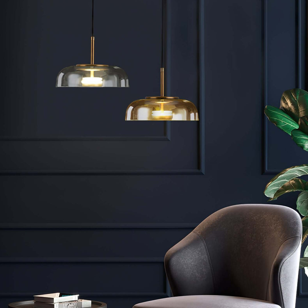Moderne Pendelleuchte - Messing & Glas