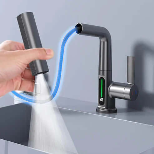 Flexibler Küchenarmatur mit LED, 360° drehbar