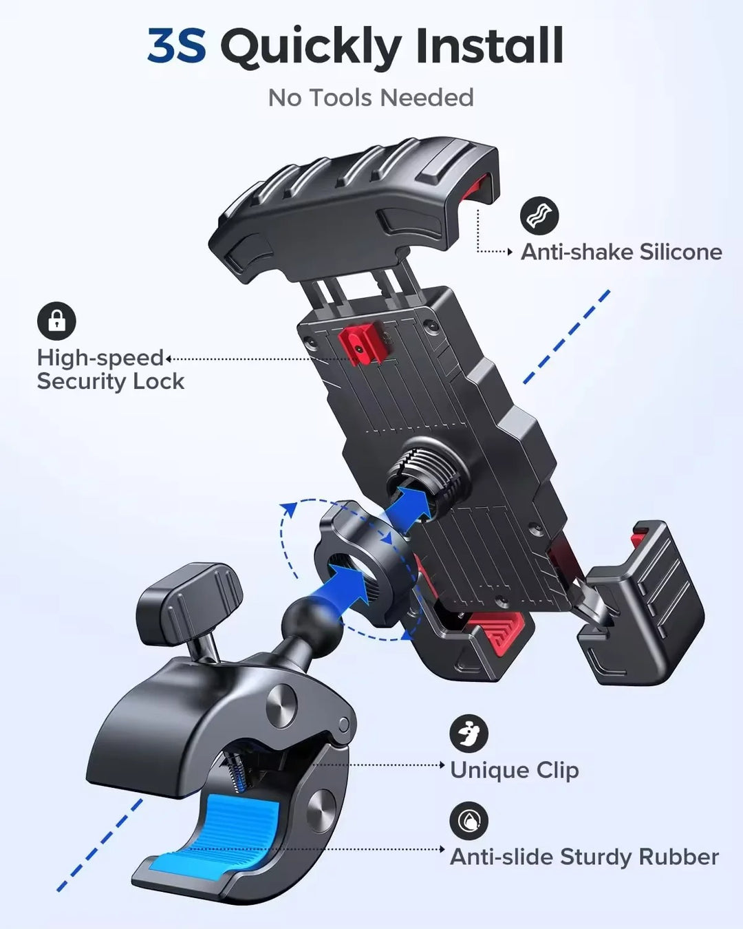 Robuster Fahrrad Smartphone Halter mit 360° Drehung