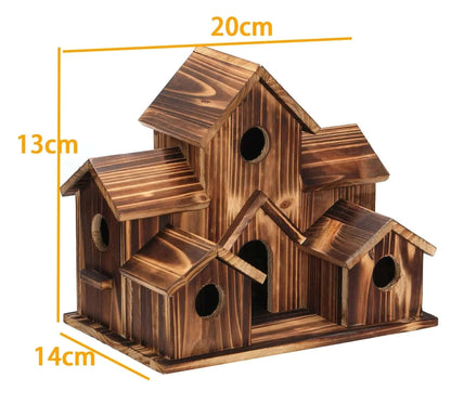 6-Loch Vogelhaus Holz - Handgefertigt