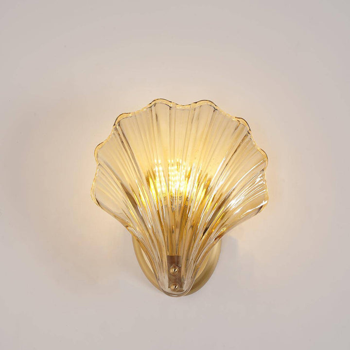 Muschel Wandleuchte aus Messing & Glas