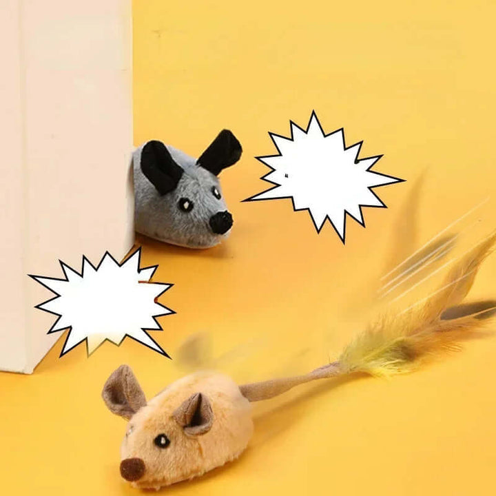 Jouet interactif pour chat souris avec plume