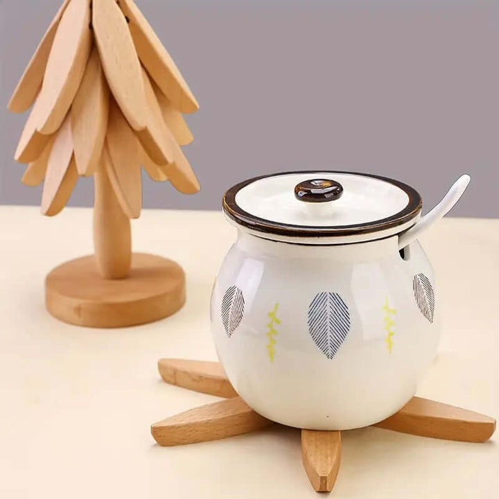 Ensemble de sous-verres en bois Motif arbres - Décoration de table