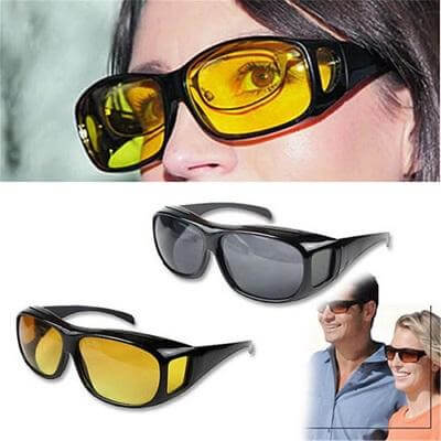 "Antireflektierende Nachtsichtbrille mit polarisierter Linse, ideal für Nachtfahrten, reduziert Blendung, bietet UV-Schutz."