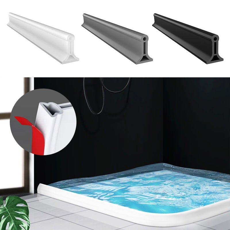 "AquaSperre™ Silikonstreifen für effektive Wasserabdichtung, flexibel, robust, in Grau, Schwarz oder Weiß erhältlich."