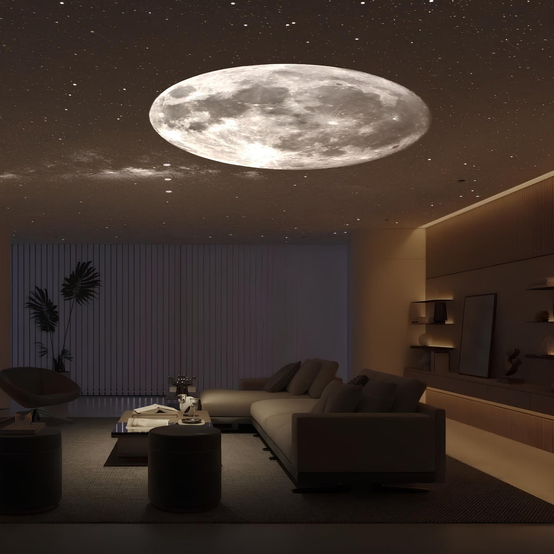"AstroGlow Projektorlampe projiziert faszinierenden Sternenhimmel, kompakt und USB-betrieben; ideal für beruhigende Abende."