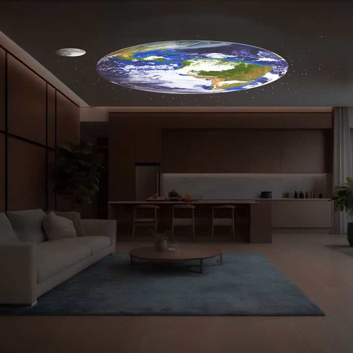 "AstroGlow Projektorlampe projiziert faszinierenden Sternenhimmel, kompakt und USB-betrieben; ideal für beruhigende Abende."