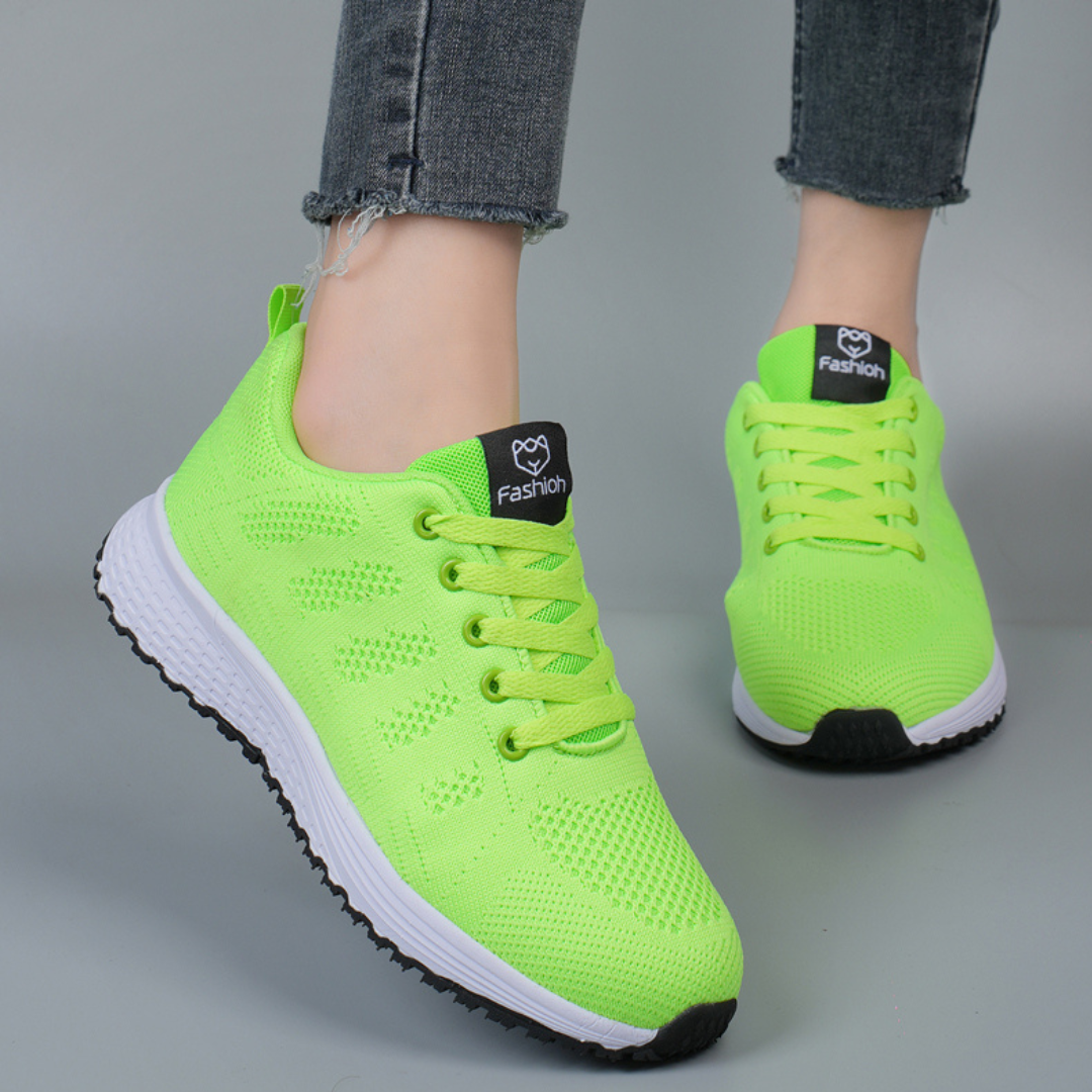 "Atmungsaktive Damen Sneaker in elegantem Design, Mesh-Obermaterial, sportlich, vielseitig, sicherer Komfort."