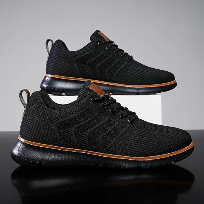 "Atmungsaktive Herren Sneaker, leicht, Mesh-Einsätze, ideal für Sport und Alltag, bietet Komfort und Stil in Schwarz."