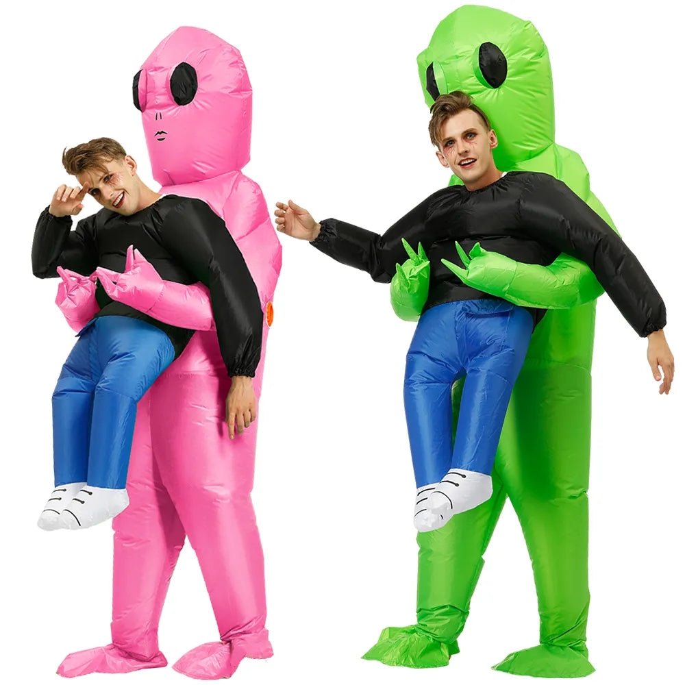 "Aufblasbares grünes Alien-Kostüm für Kinder und Erwachsene, lustiges und auffälliges Party-Outfit für Aufmerksamkeit und Spa