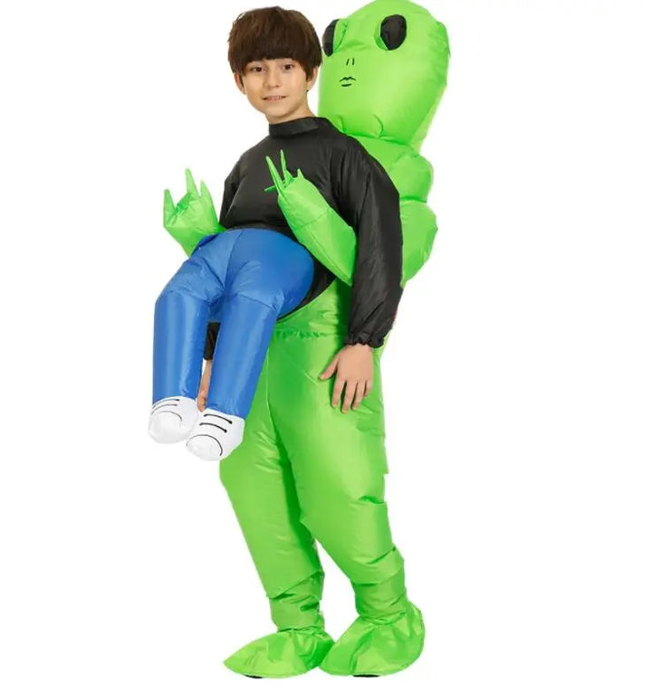 "Aufblasbares grünes Alien-Kostüm für Kinder und Erwachsene, lustiges und auffälliges Party-Outfit für Aufmerksamkeit und Spa