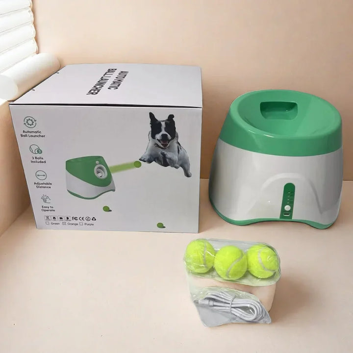"Automatischer Ballwerfer für Hunde, USB-wiederaufladbar, kompakt, in Blau, Grün, Hellgrün, M, Orange, für aktives Spiel."