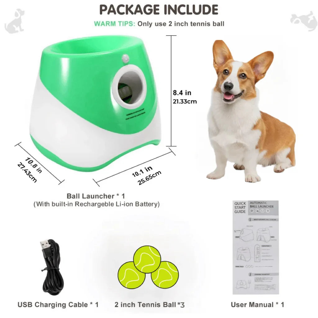 "Automatischer Ballwerfer für Hunde, USB-wiederaufladbar, kompakt, in Blau, Grün, Hellgrün, M, Orange, für aktives Spiel."