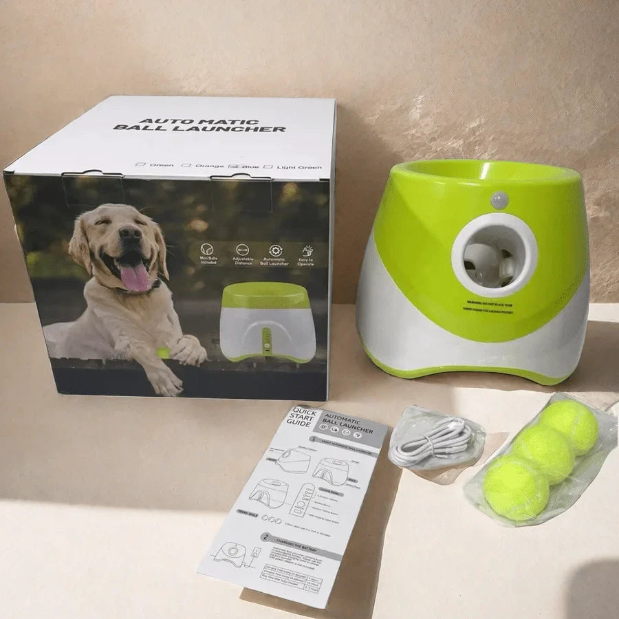 "Automatischer Ballwerfer für Hunde, USB-wiederaufladbar, kompakt, in Blau, Grün, Hellgrün, M, Orange, für aktives Spiel."