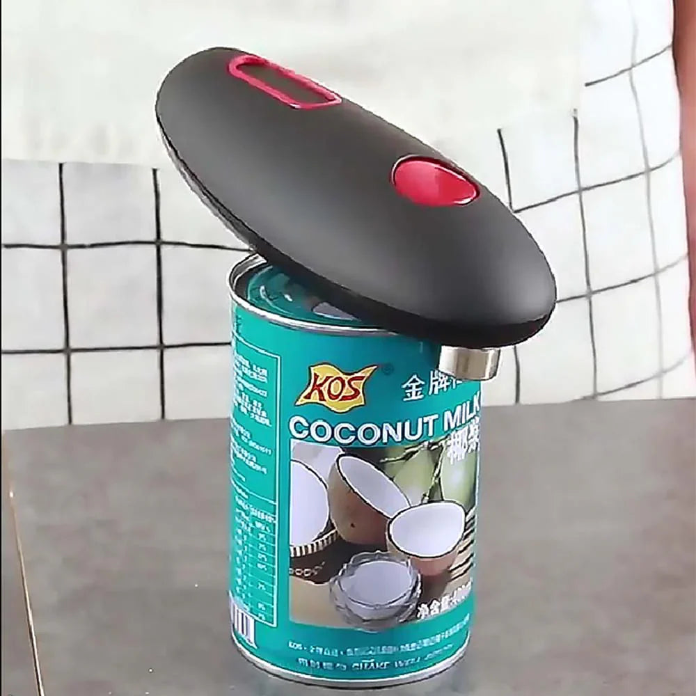 "Automatischer Dosenöffner, ergonomischer Griff, Ein-Knopf-Bedienung, komfortabel, sicher, küchentauglicher Helfer"