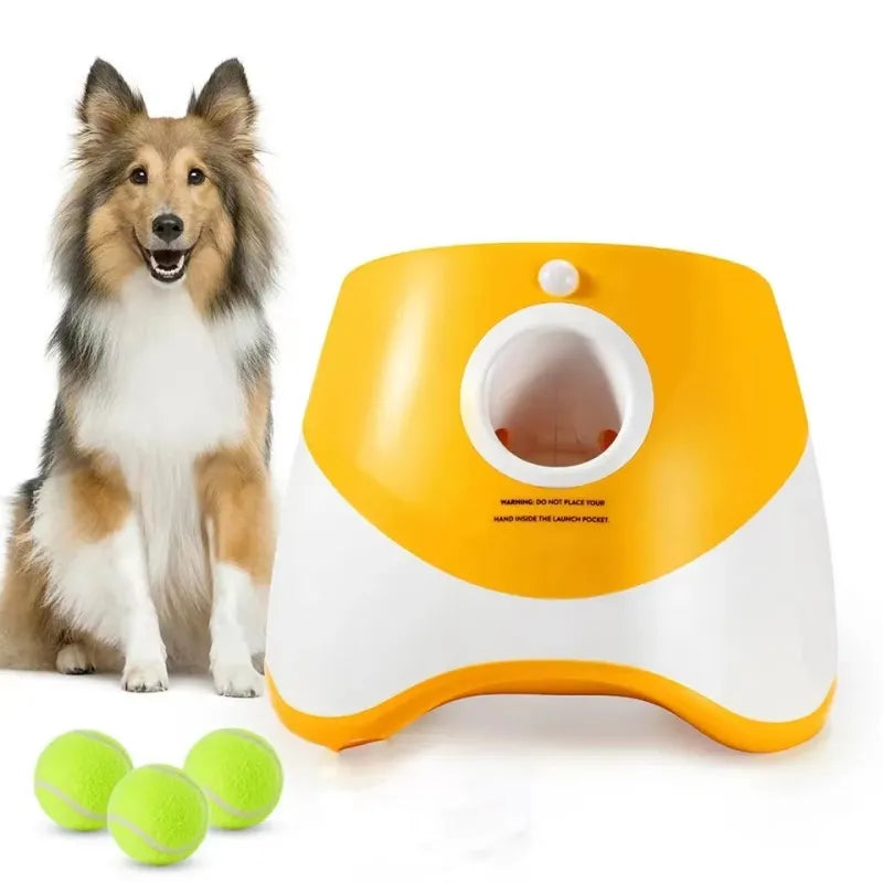 Automatischer, tragbarer, wiederaufladbarer Ballwerfer für Hunde, ideal für den Garten. Kommt mit 3 Bällen in leuchtenden Far