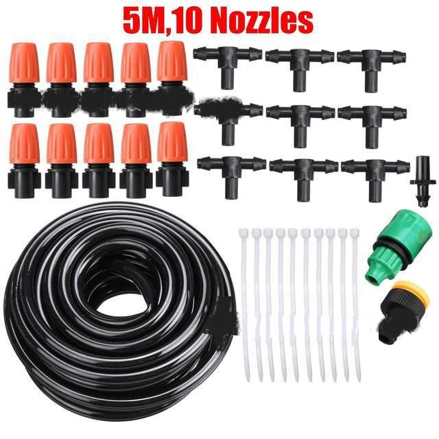 Automatisches Bewässerungssystem mit Tropfbewässerung für Garten, Balkon oder Gewächshaus, einfache Installation, effizient.