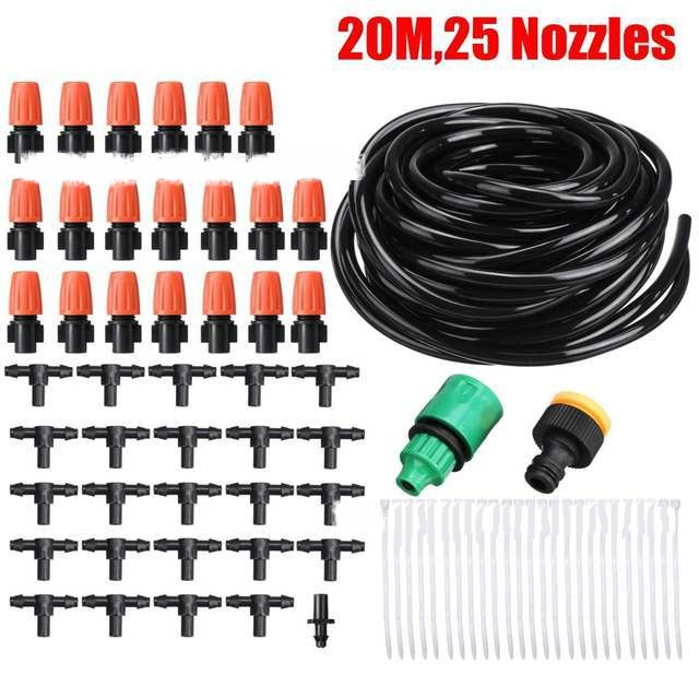 Automatisches Bewässerungssystem mit Tropfbewässerung für Garten, Balkon oder Gewächshaus, einfache Installation, effizient.