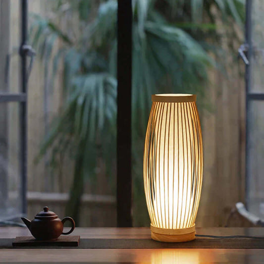 Lampe de table japonaise en bambou décor zen