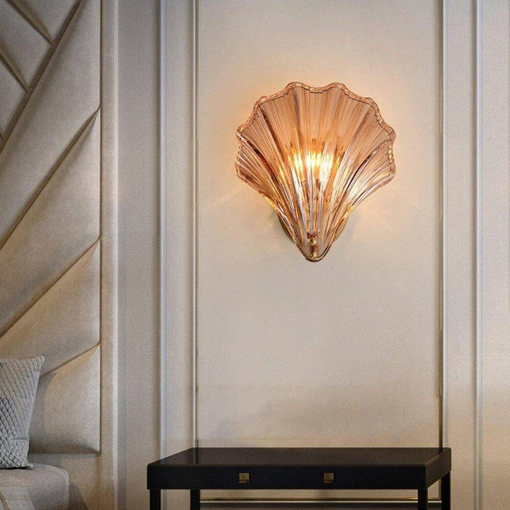 Muschel Wandleuchte aus Messing & Glas