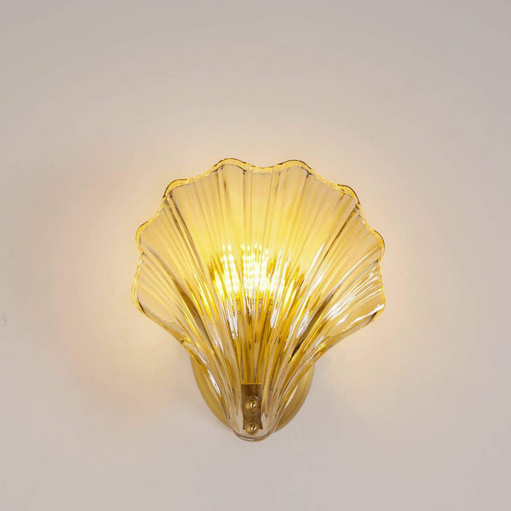Muschel Wandleuchte aus Messing & Glas