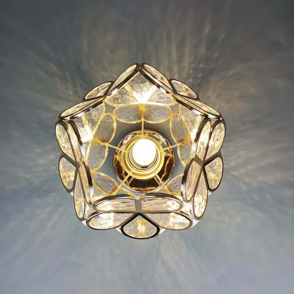 Plafonnier en verre à motif floral pour couloir