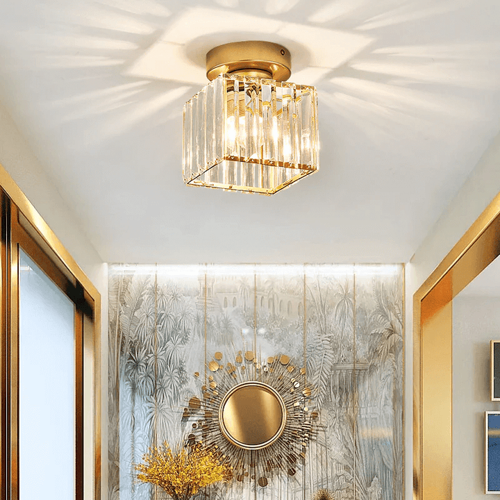 Plafonnier moderne en cristal, 20 cm, laiton