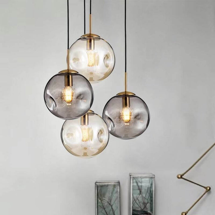 Goldene Glas-Pendelleuchte Kugelform 25cm