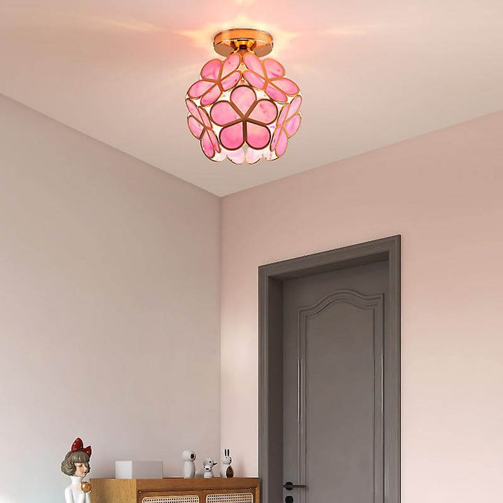 Plafonnier en verre à motif floral pour couloir