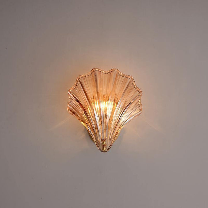 Muschel Wandleuchte aus Messing & Glas