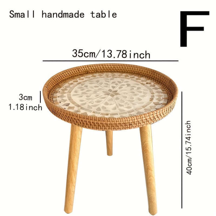 Table d'appoint ronde en rotin - bois naturel