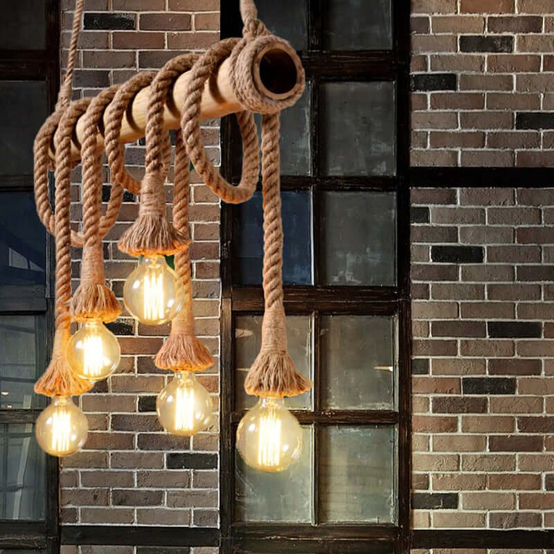 Suspension réglable en bambou - design corde