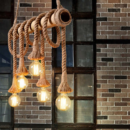 Suspension réglable en bambou - design corde