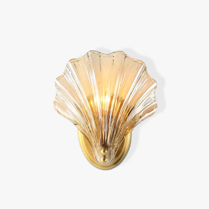 Muschel Wandleuchte aus Messing & Glas