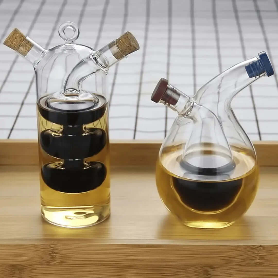 Doppelter Öl- & Essigspender aus Glas
