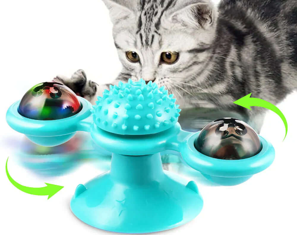 Moulin à vent interactif avec balles pour chat