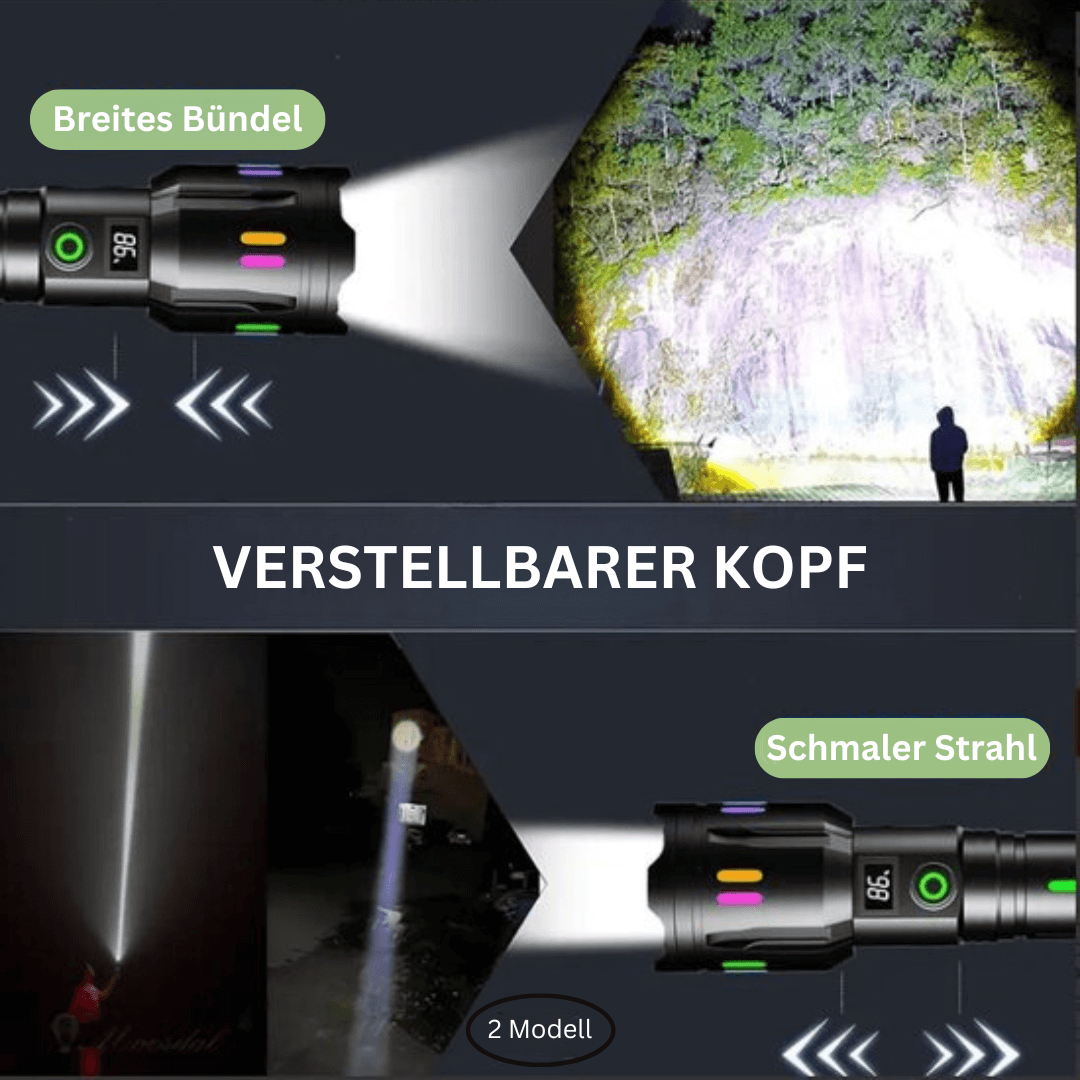 Lampe de poche LED 9000 lumens, rechargeable