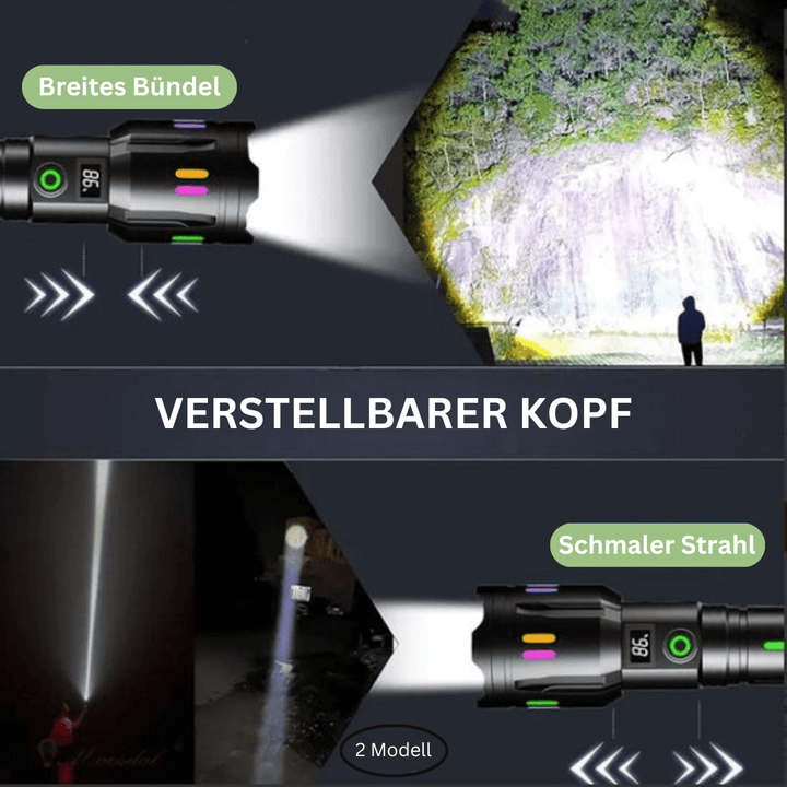 Lampe de poche LED 9000 lumens, rechargeable