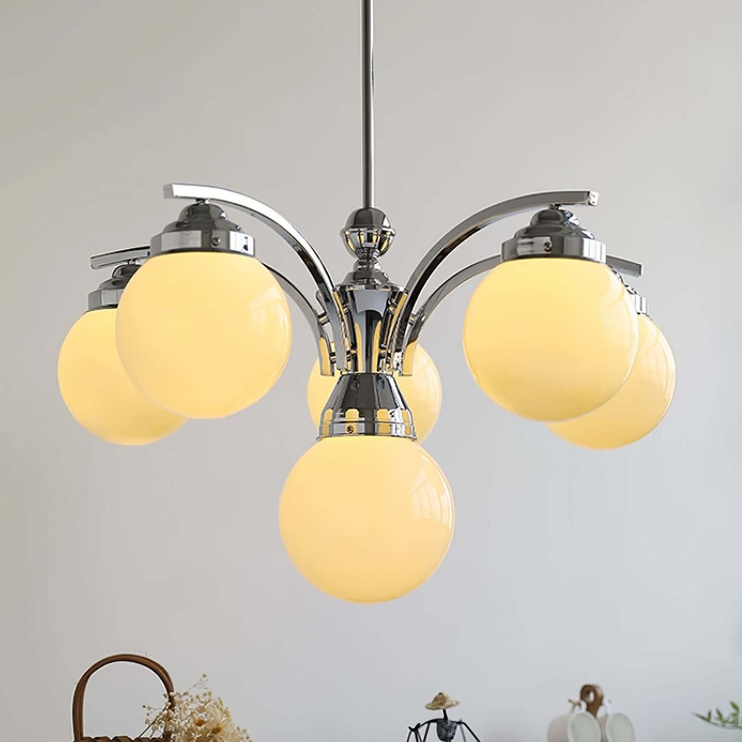 Runder Retro-Kronleuchter aus Glas