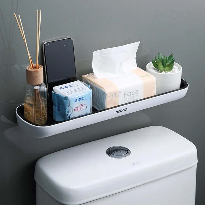 Organisateur de salle de bain - Étagère murale avec porte-serviettes