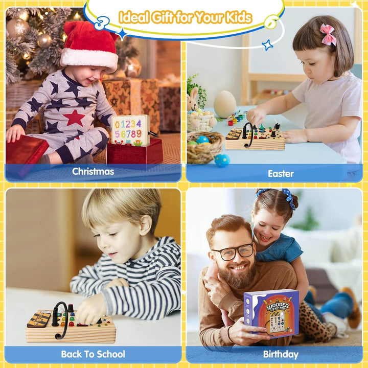 Montessori Lern-Pinnwand mit LED-Lichtern für Kleinkinder
