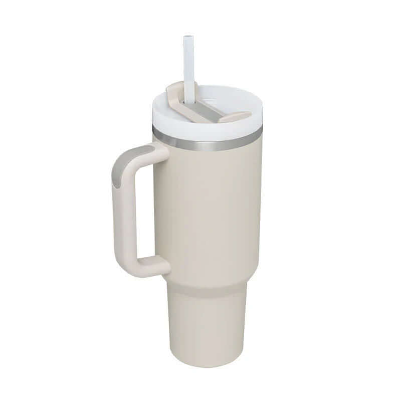 Isolierbecher mit Griff & Strohhalm - Kaffeebecher & Wasserflasche