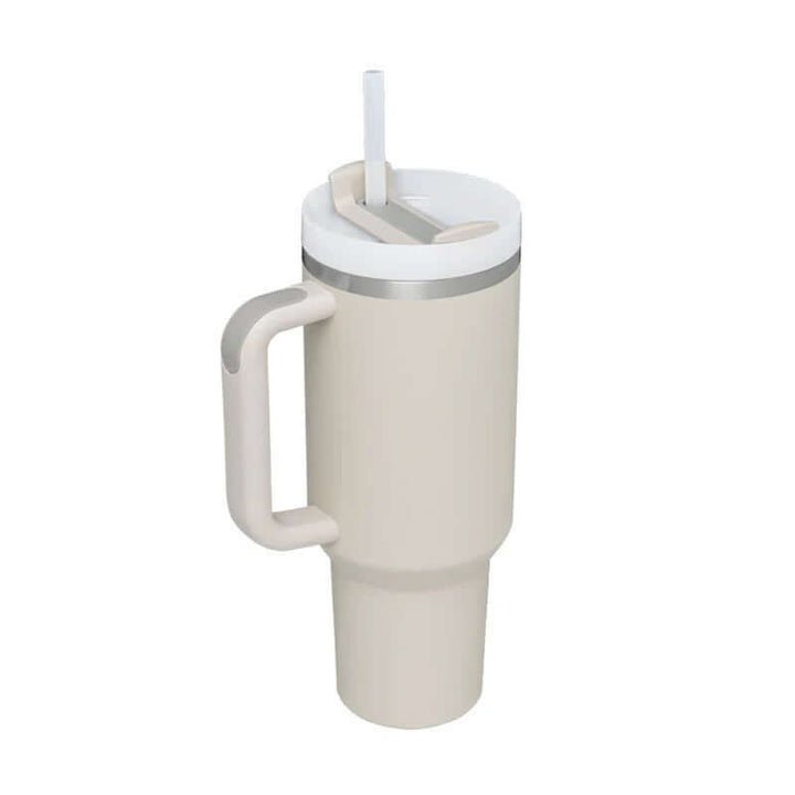 Isolierbecher mit Griff & Strohhalm - Kaffeebecher & Wasserflasche