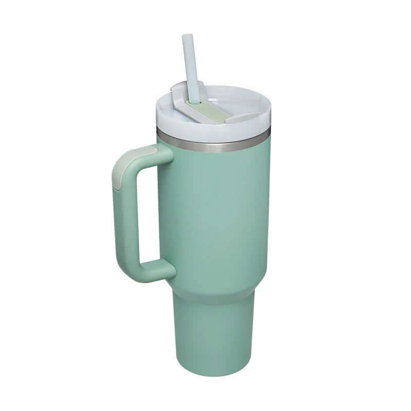 Isolierbecher mit Griff & Strohhalm - Kaffeebecher & Wasserflasche